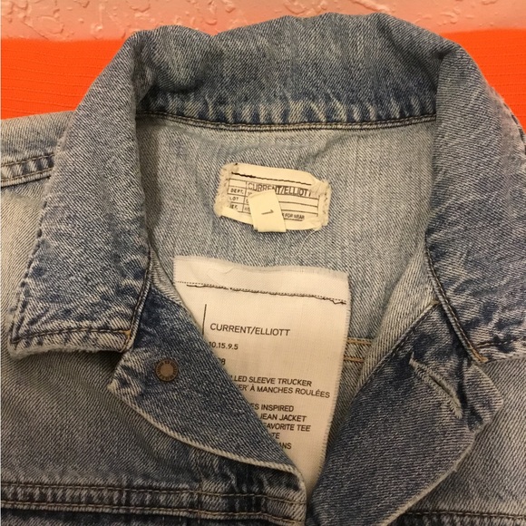 CURRENT ELLIOTT THE ROLLED SLEEVE TRUCKER JEANS JACKET PRE OWNED SIZE 1 - Picture 4 of 12